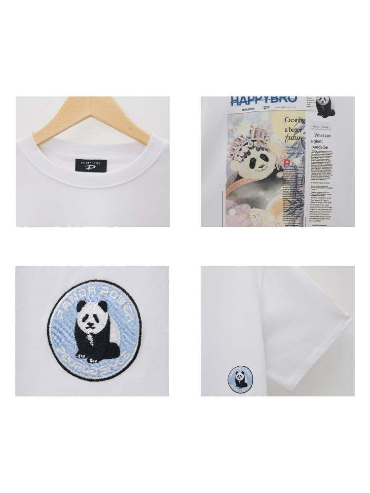 Panda Kultur Druck T-Shirt