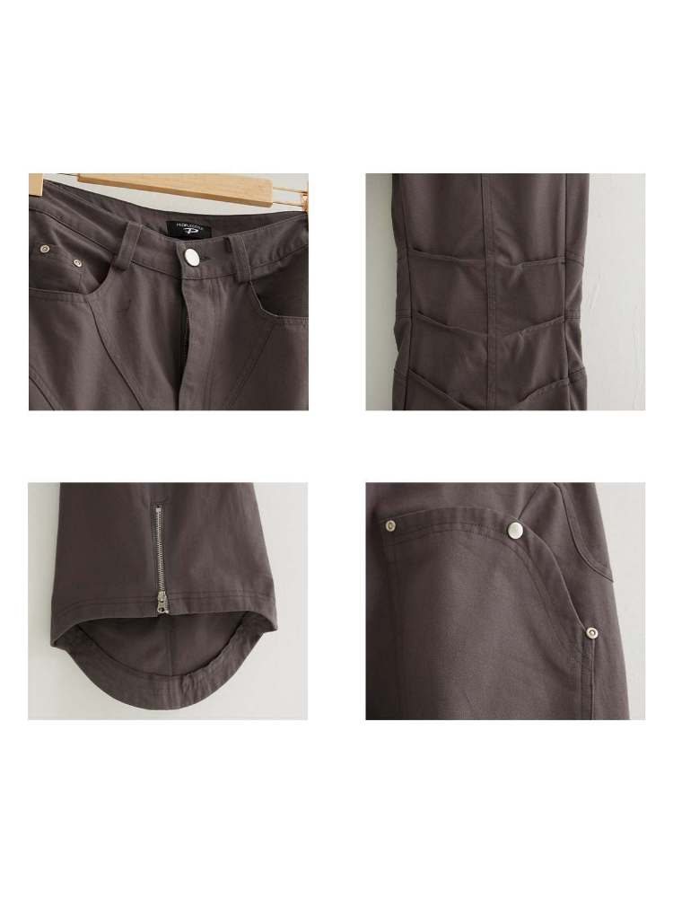 Mikro Flared 3D Raffung Denim-Hose