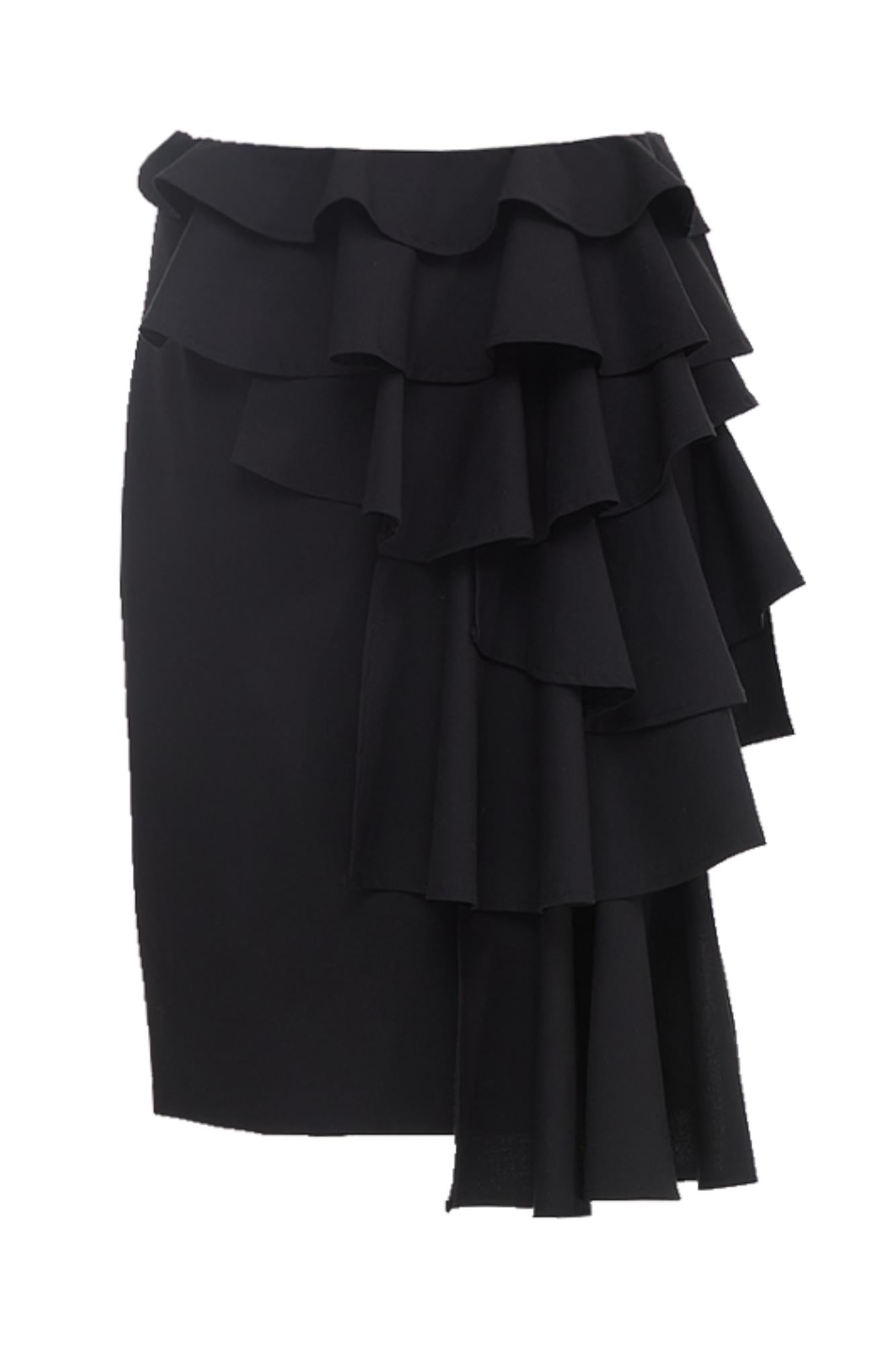 Black Lace Asymmetrical Half Skirt