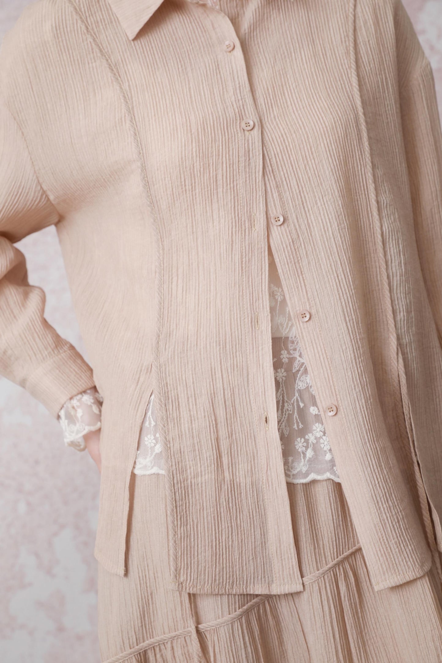 Textured Silk Midi Skirt Set-Up