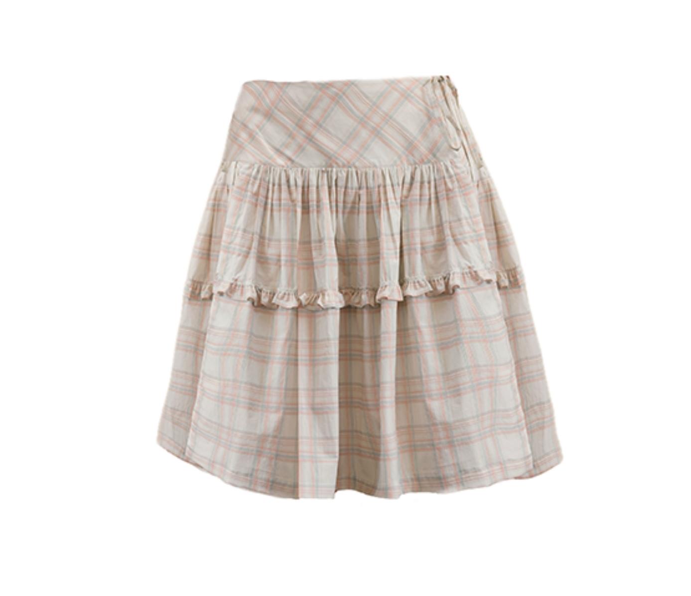 Apricot Patchwork V-Neck Polo & Skirt Set-Up