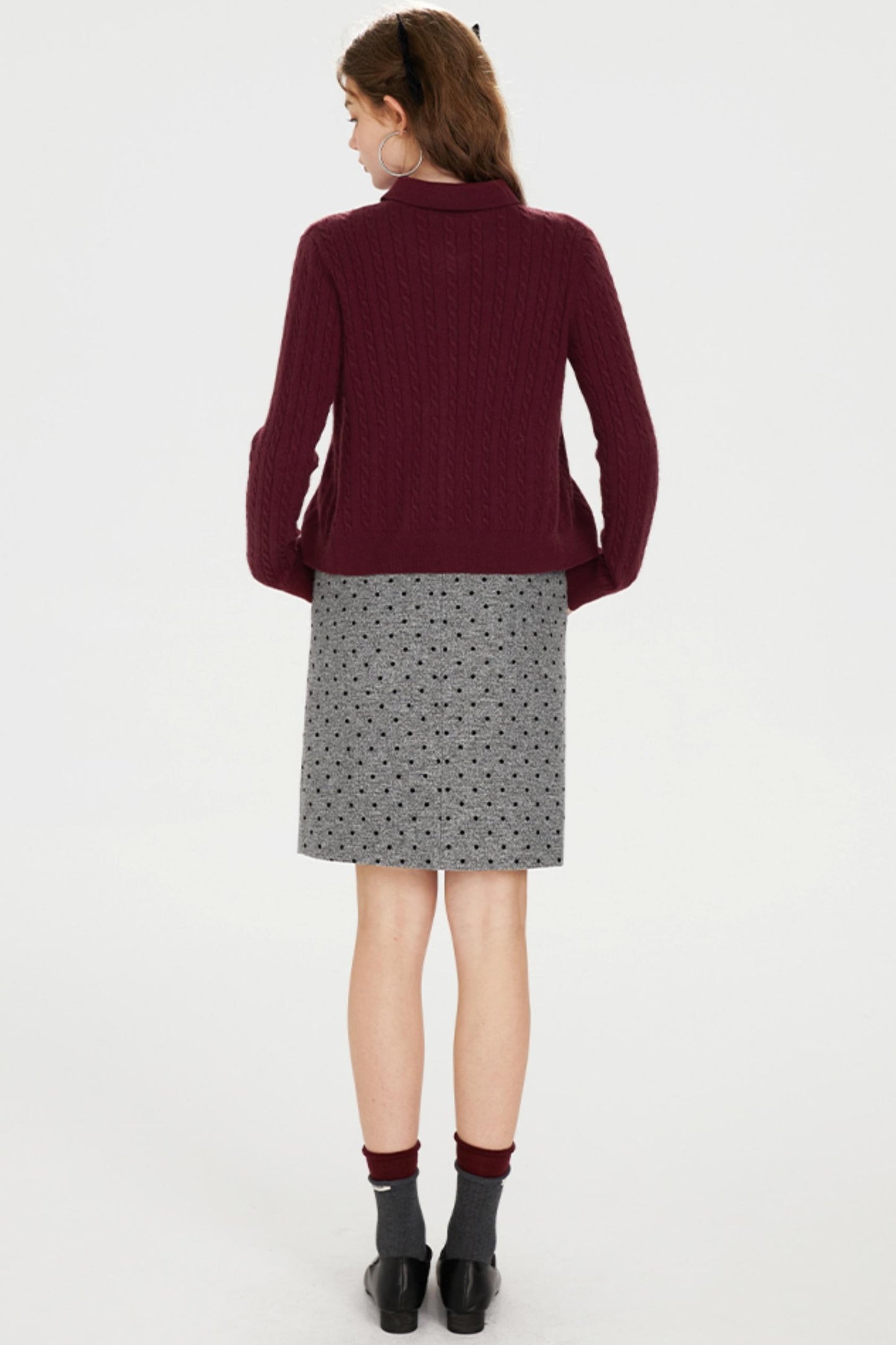 Dark Red Knit Polo T-Shirt