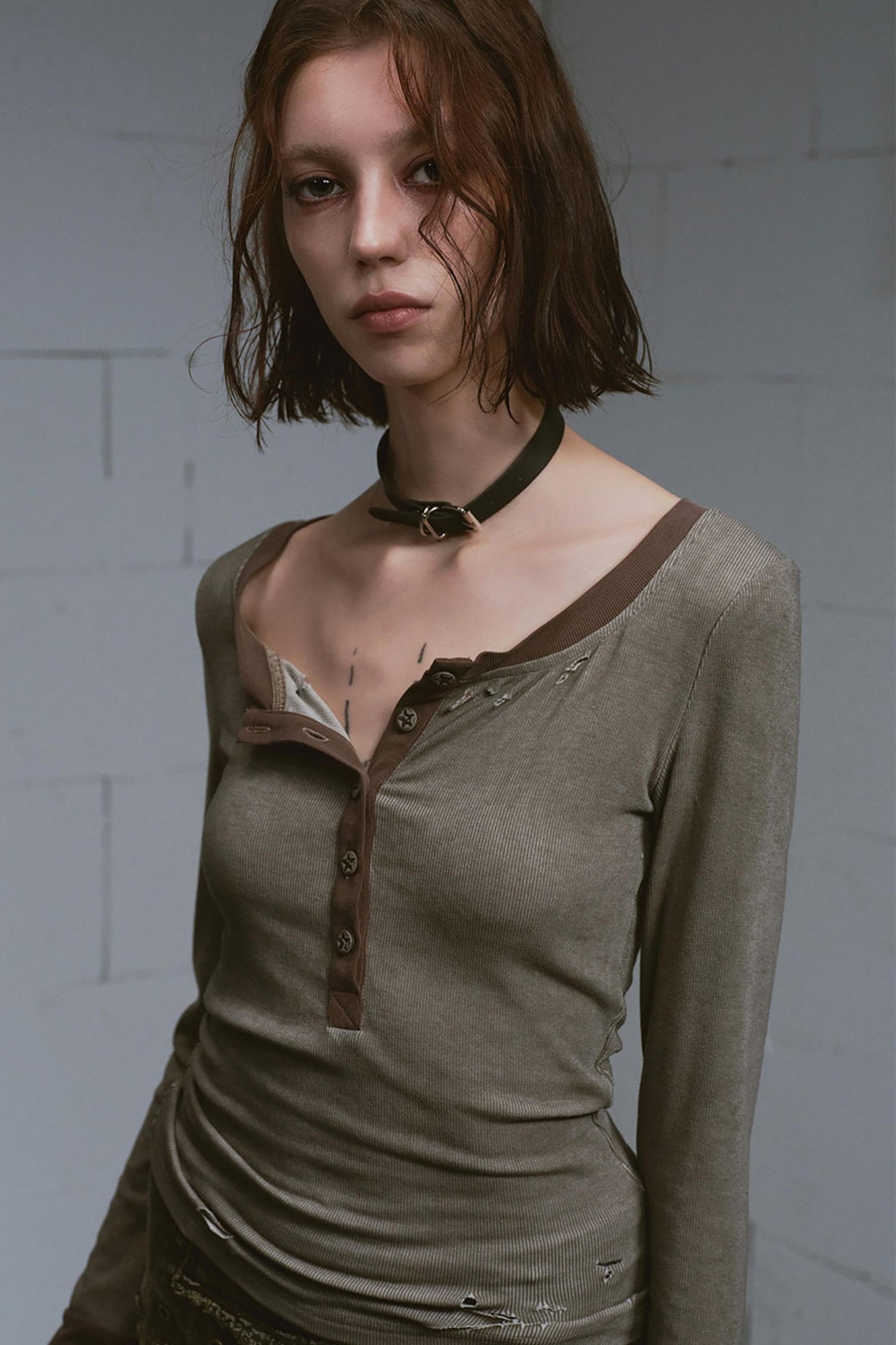 Color Block Knit T-Shirt