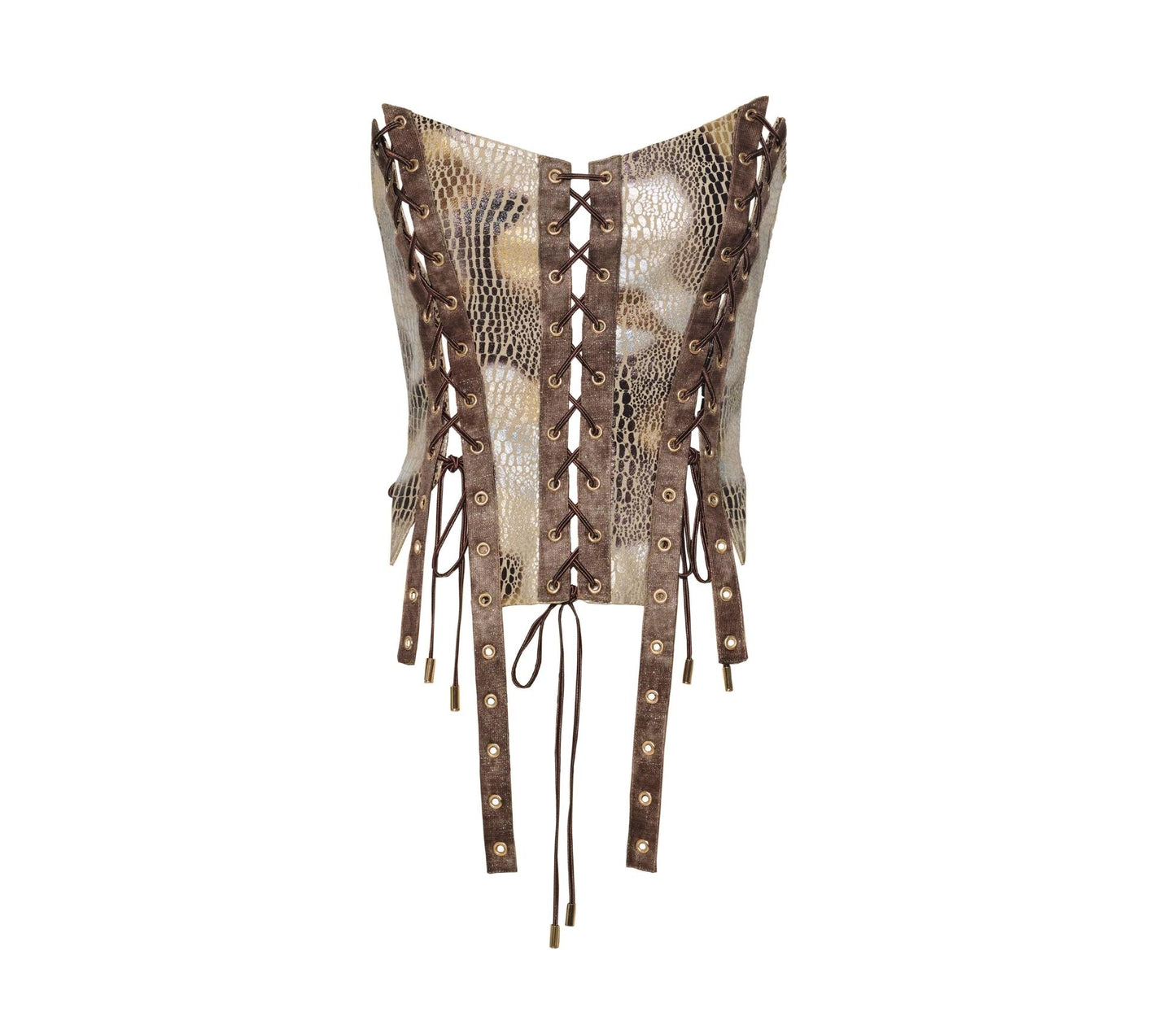 Gilded Snake Cutout Corset Blouse