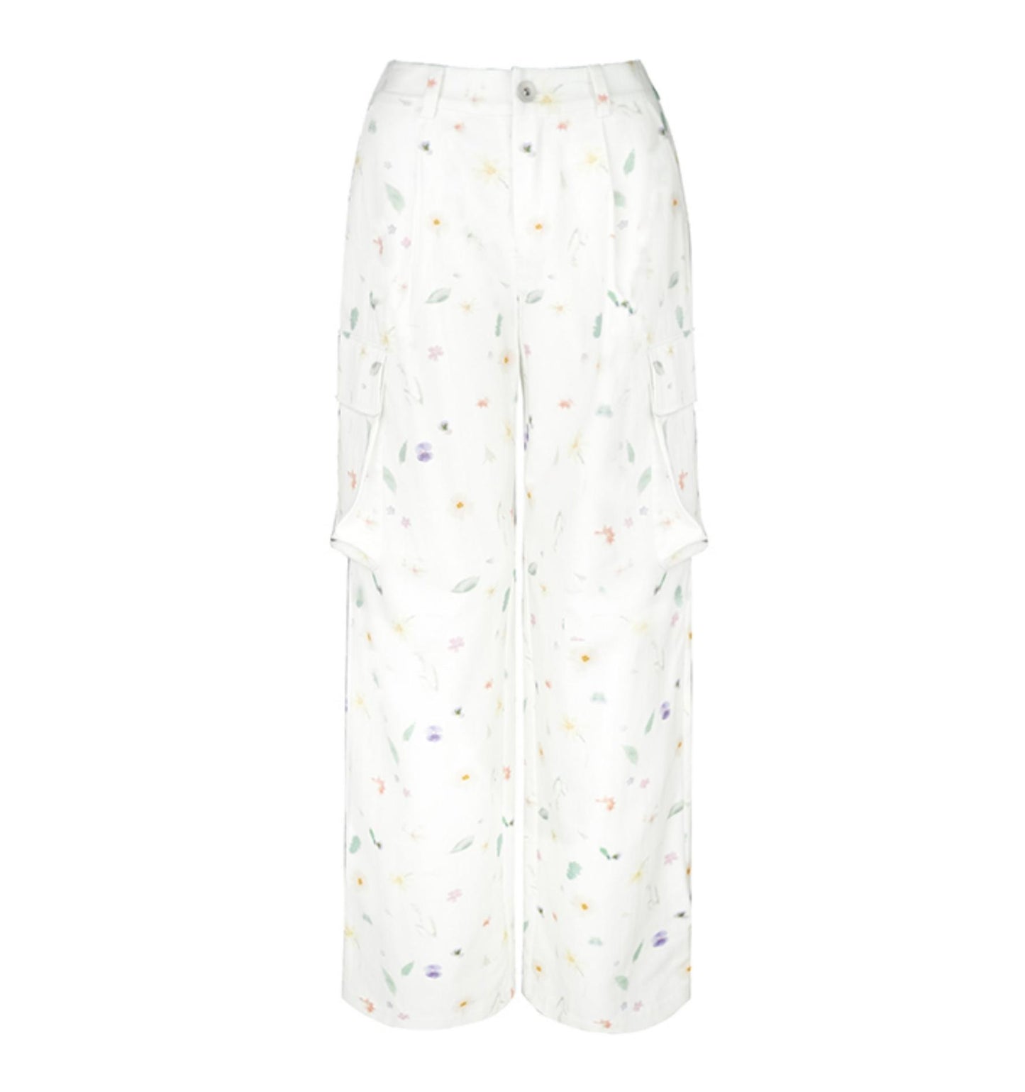 3D Floral Wide-Leg Pants