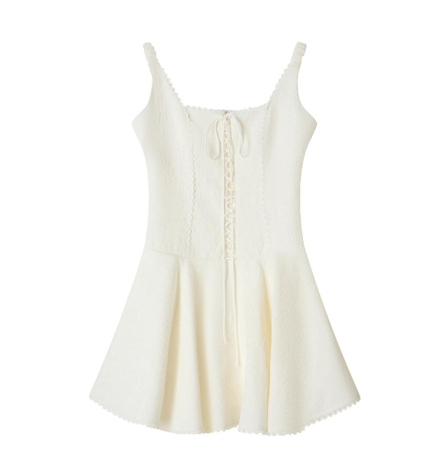 Lace-Trimmed Satin Jacquard Dress