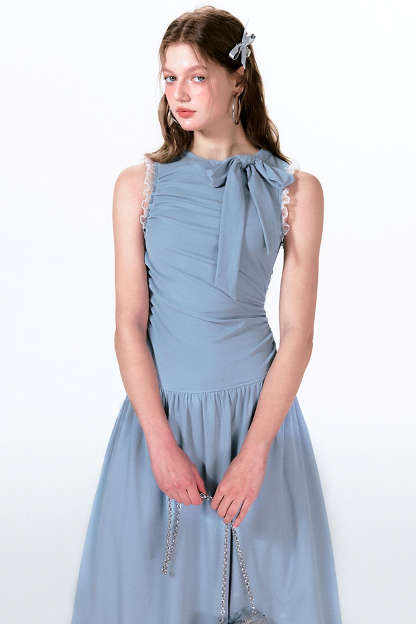 Blue Butterfly Pleat Dress