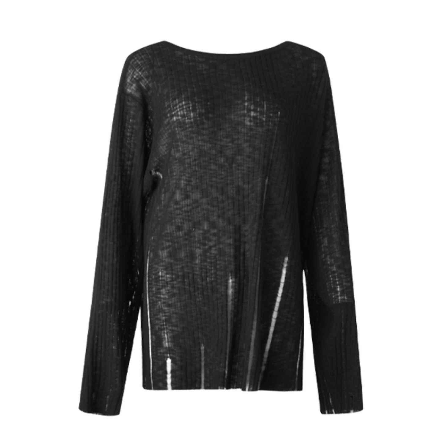 Drawstring Skeletal Knit Blouse Top