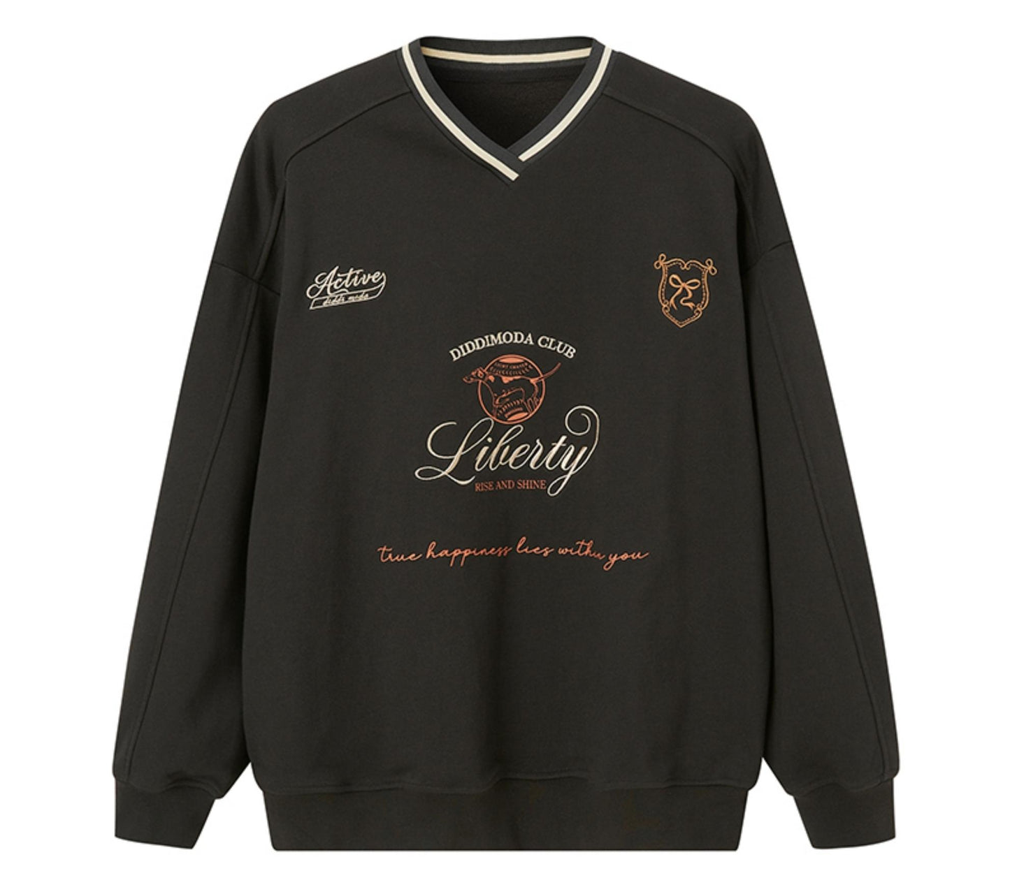 Lockere V-Ausschnitt-Kontrast-Oberteil