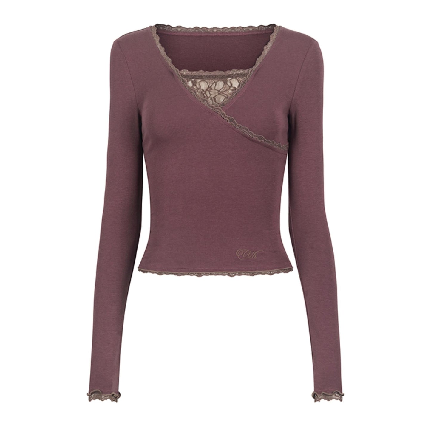 Lace-Trimmed Asymmetrical Tee