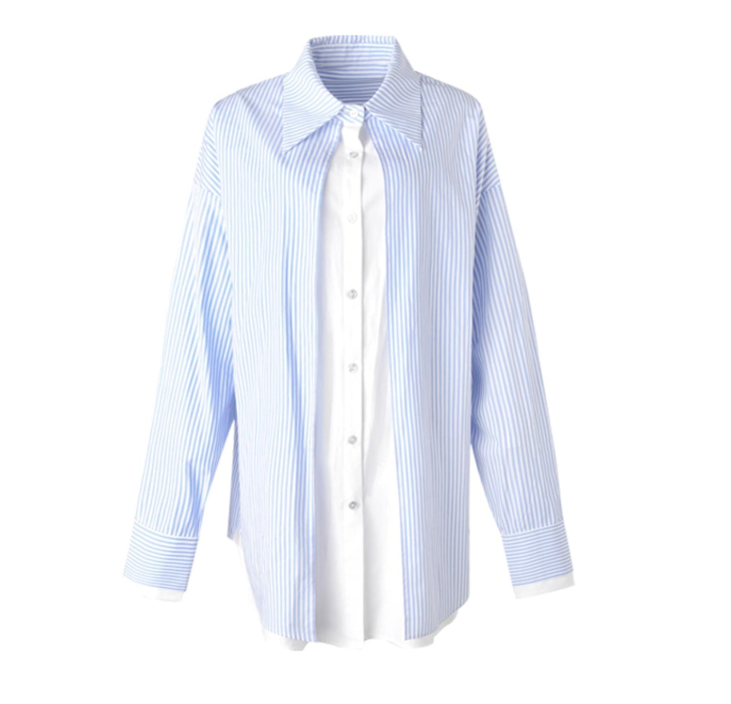 Striped Cuff Embroidered Shirt