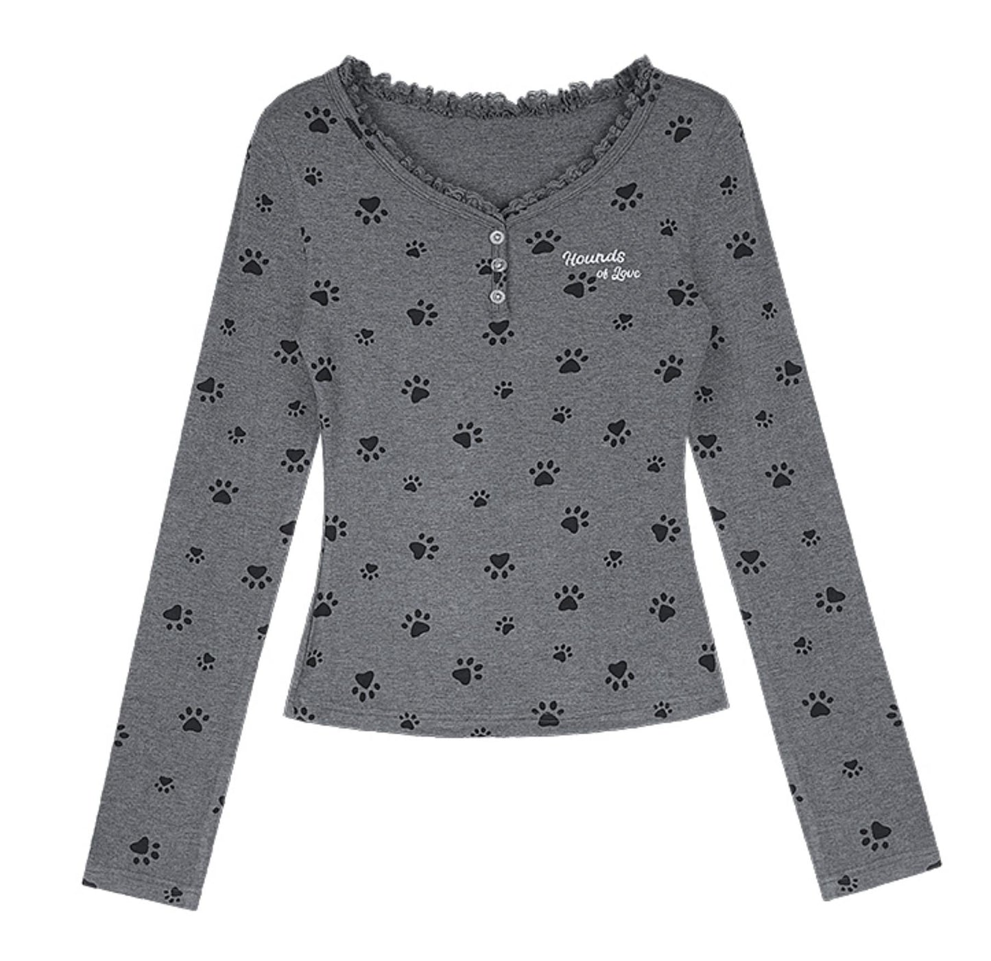 Puppy Print V-Neck Top