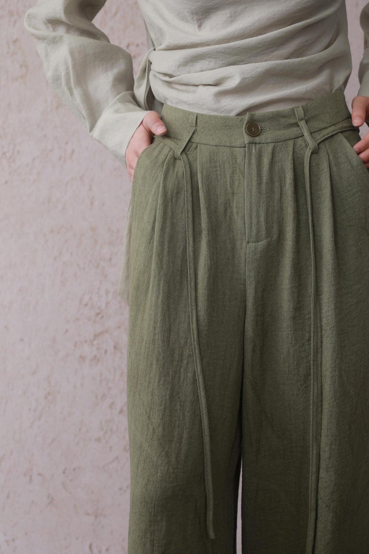 Tea Green Wide-Leg Pants