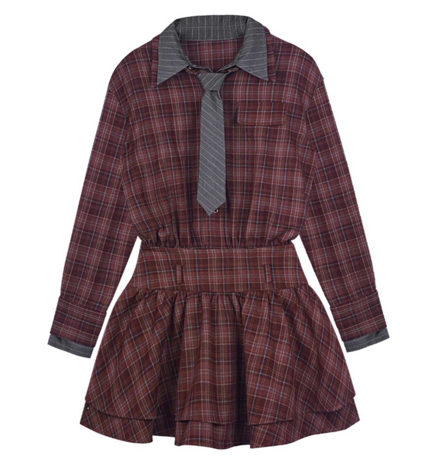 Red Plaid Peplum Dress