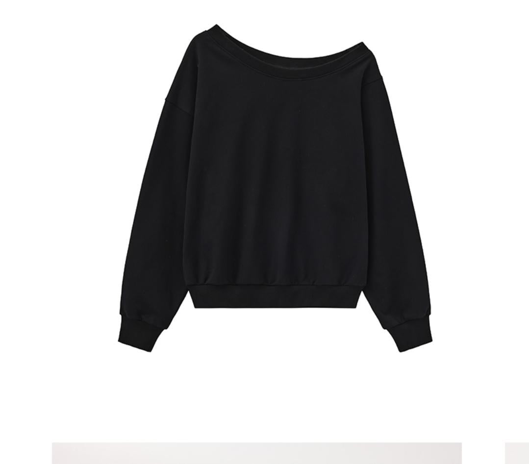 Cotton Slanted Shoulder Sweatshirt