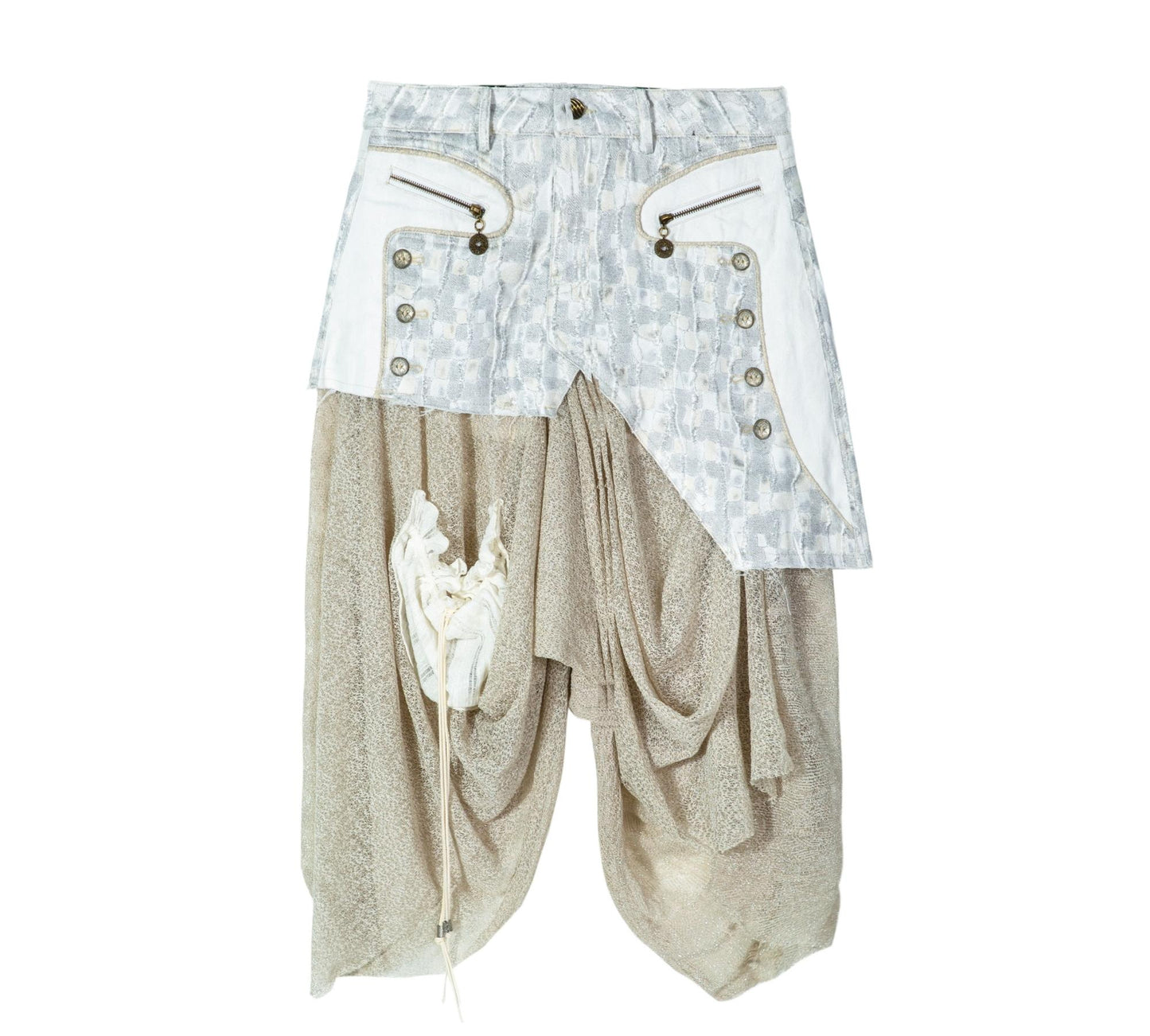 Vintage Patchwork Mesh Maxi Skirt