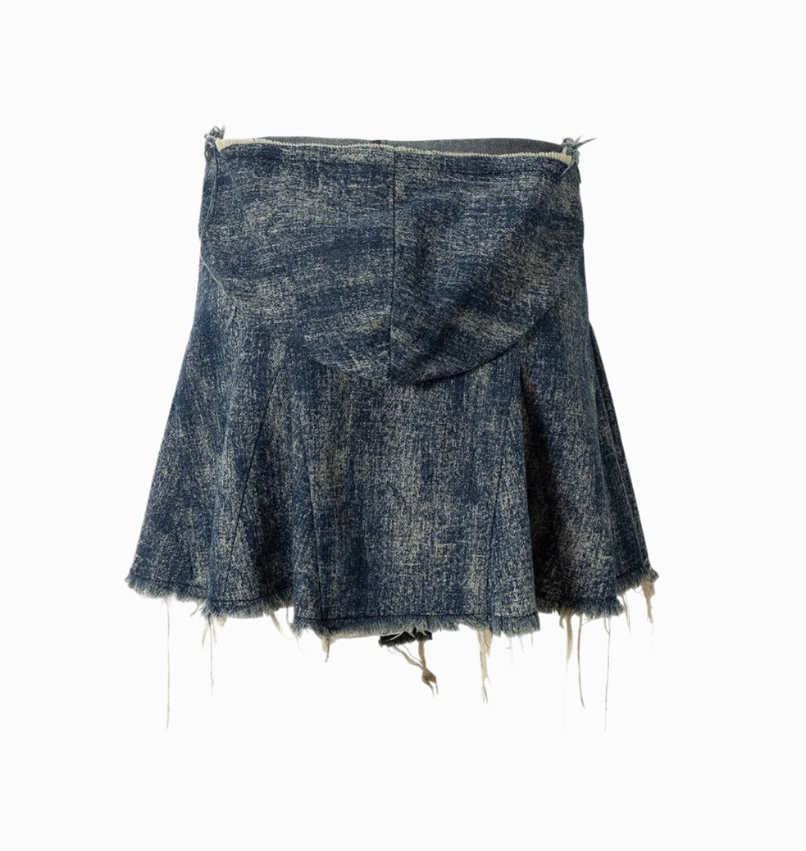 Punk Washed Denim Shirt Skirt