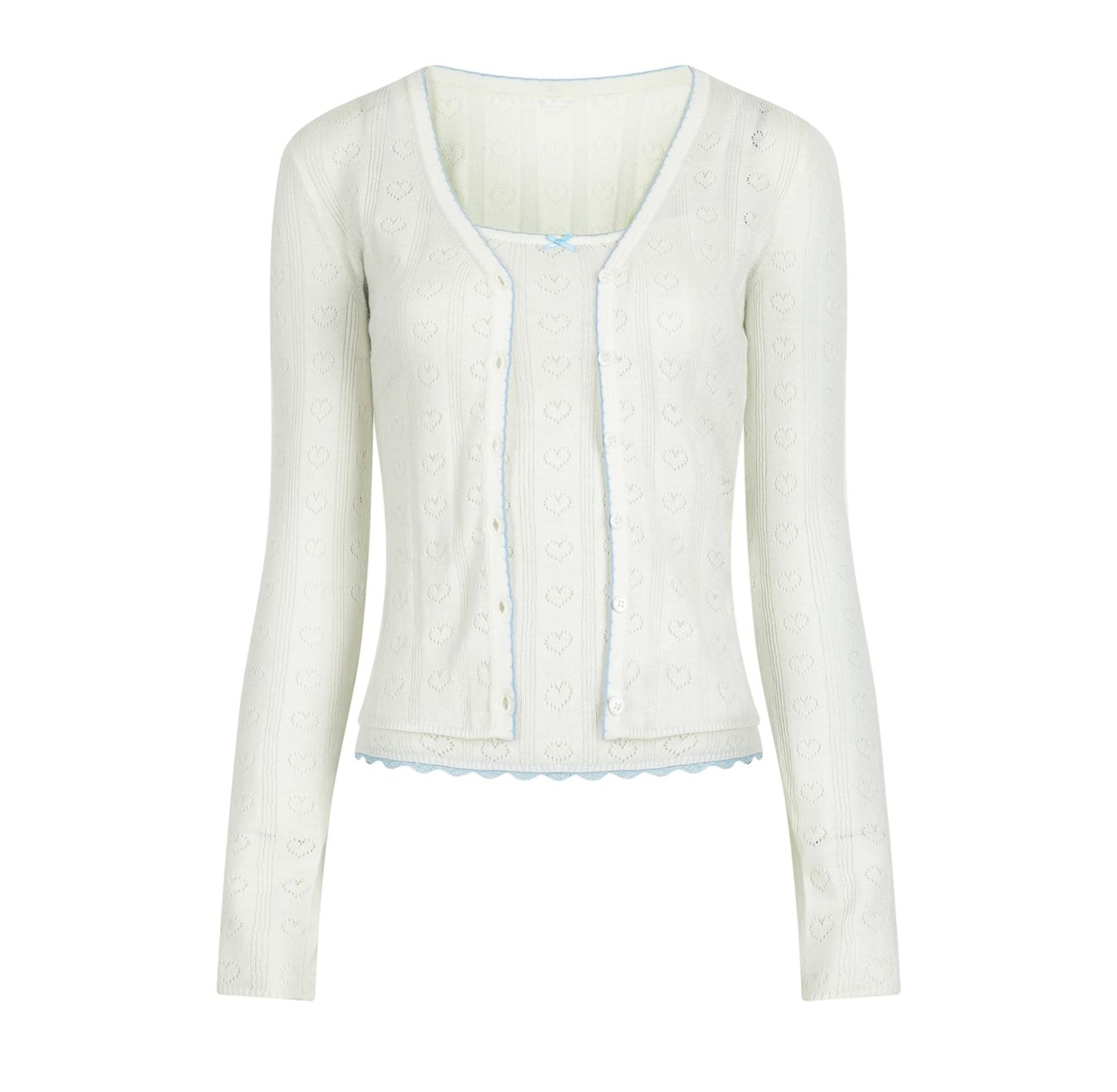 Slim Camisole Knitted Cardigan Two-Piece Set-Up