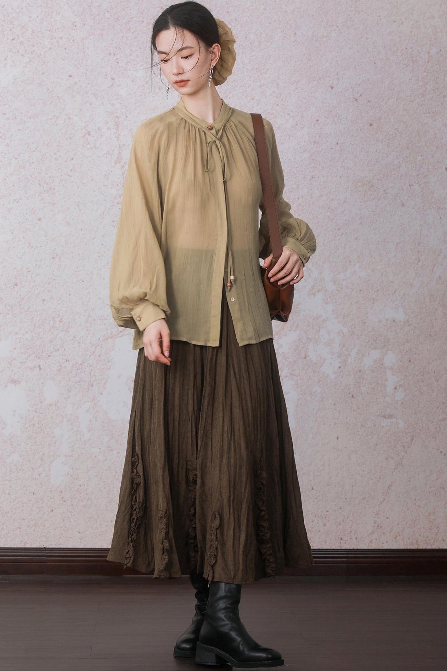 Autumn Lyocell Tencel Stand Up Shirt