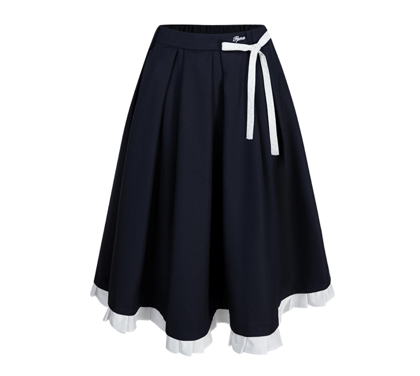Contrast Layered Knit Pleated Skirt Set-Up
