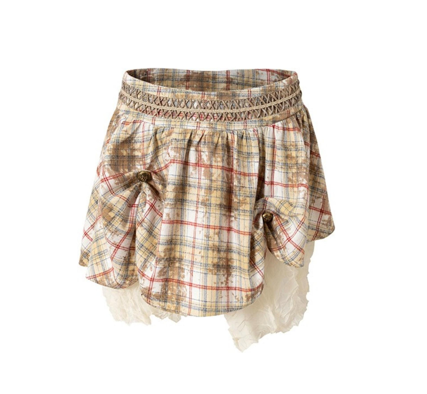 Straight silhouette Plaid Skirt
