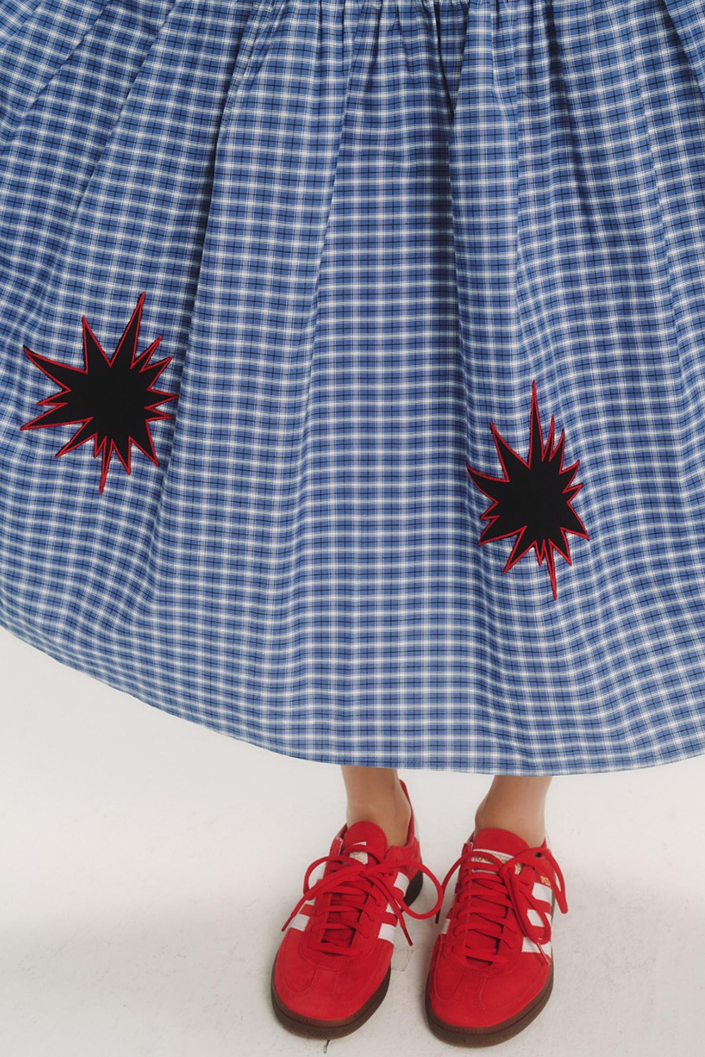 Geometric Pattern Plaid Midi Skirt