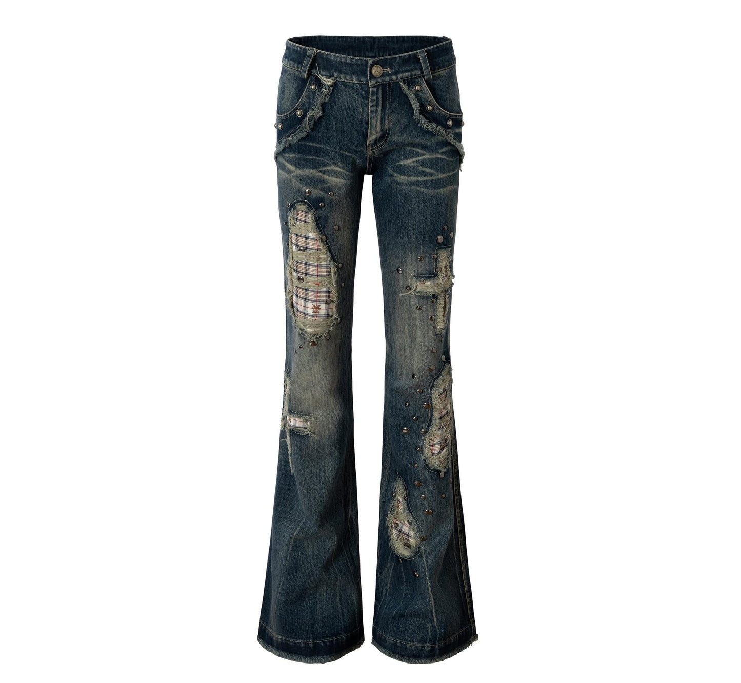 Distressed Straight Slim Jeans