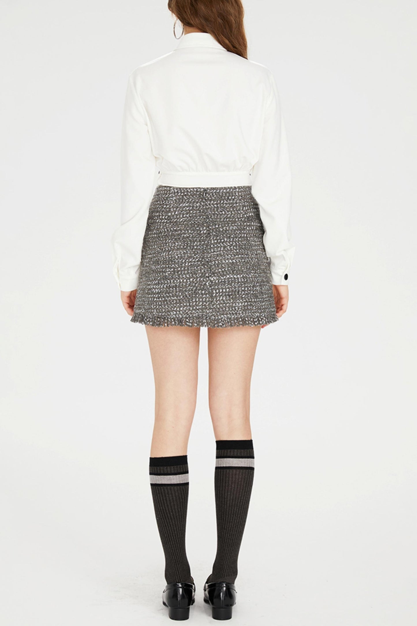 Gray Lace-Tweed Jacket Set-Up