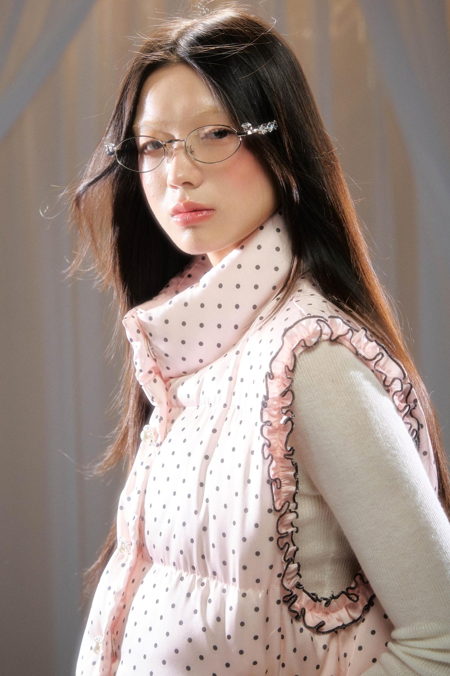 Polka Dot Satin Vest & Jacket Set-Up