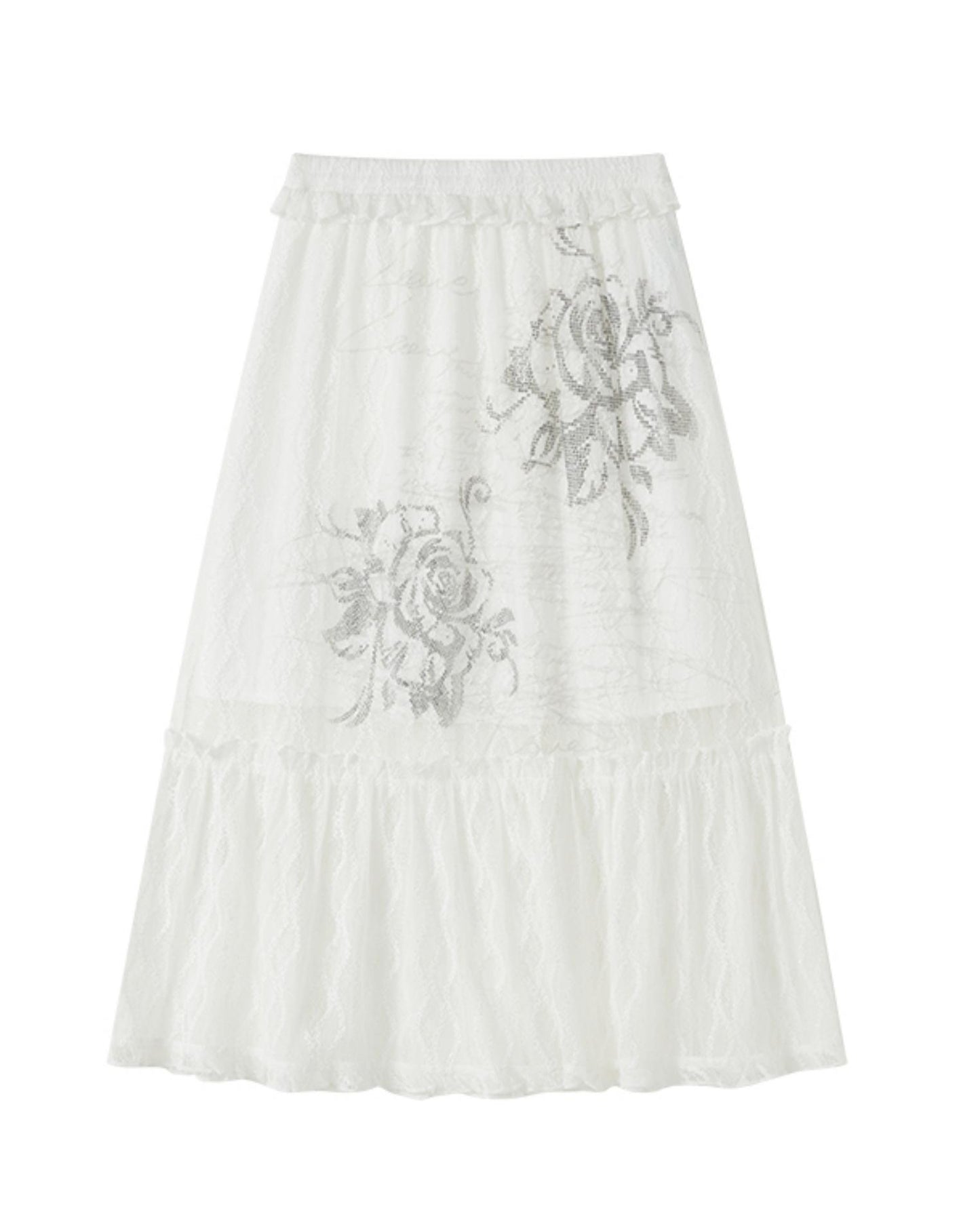 White Lace A-Line Long Skirt