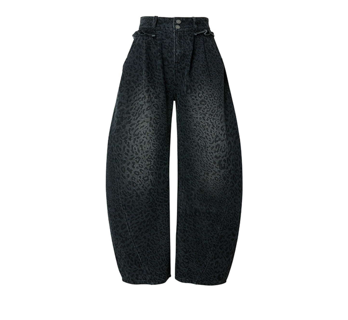 Gray Leopard Wide-Leg Jeans