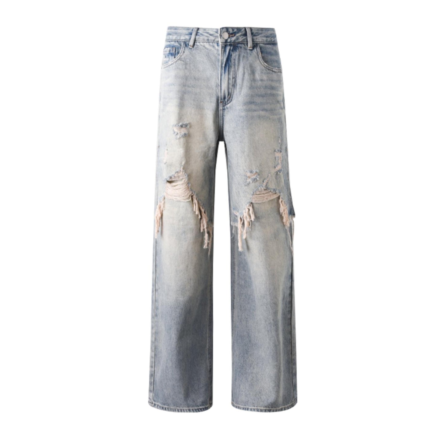 Washed Blue Wide-Leg Jeans