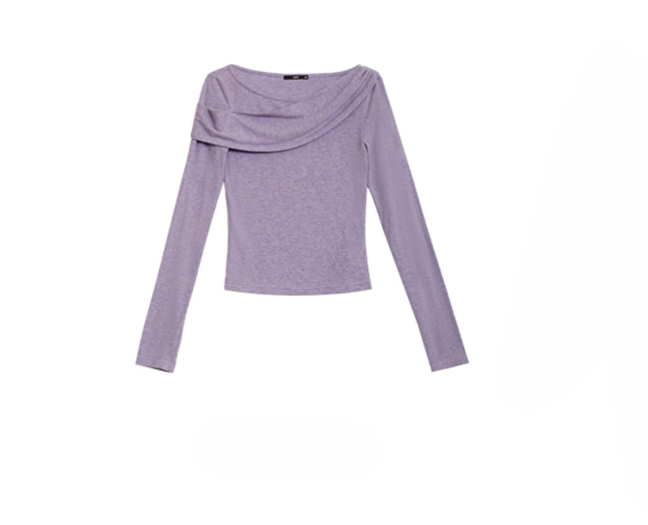 Diagonal Silhouette Long Sleeve Knit Top