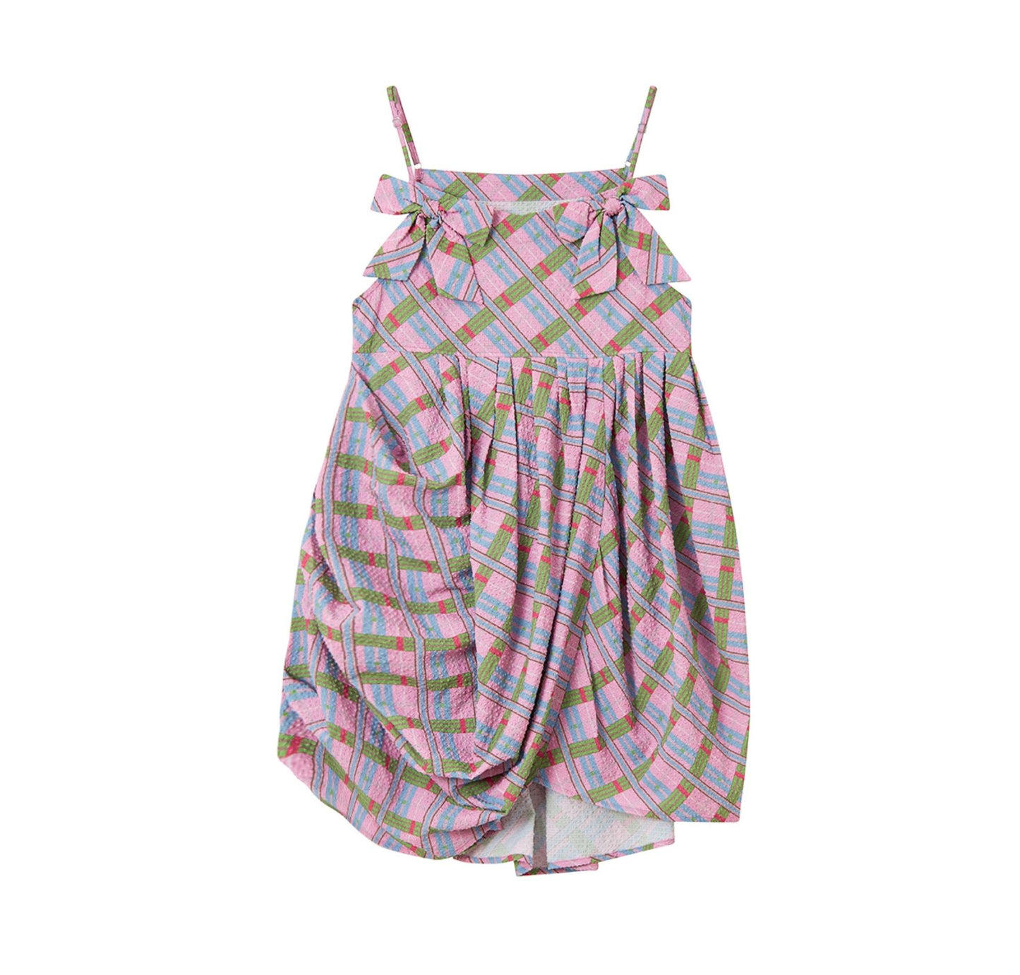 Vintage Plaid Suspender Bow Dress