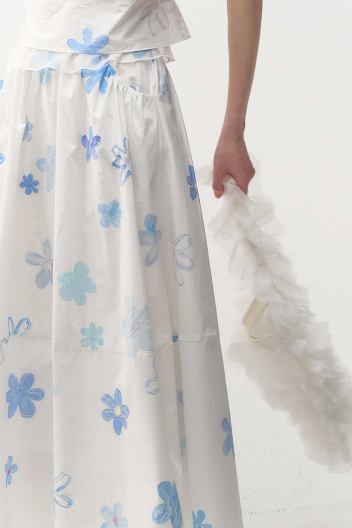 Blue Floral Top & Skirt Set-Up