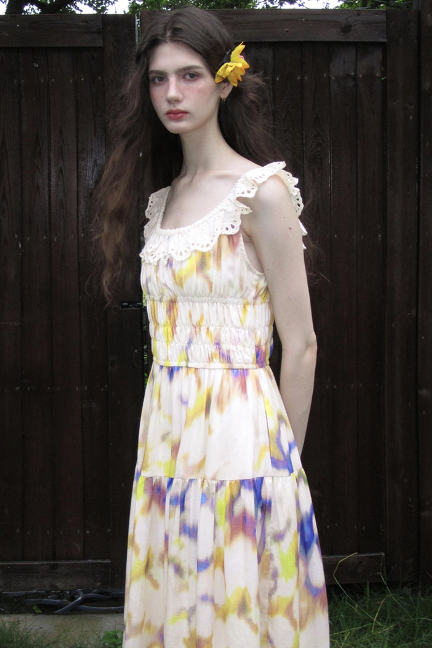 Conservatory Linen Smudge Print Dress