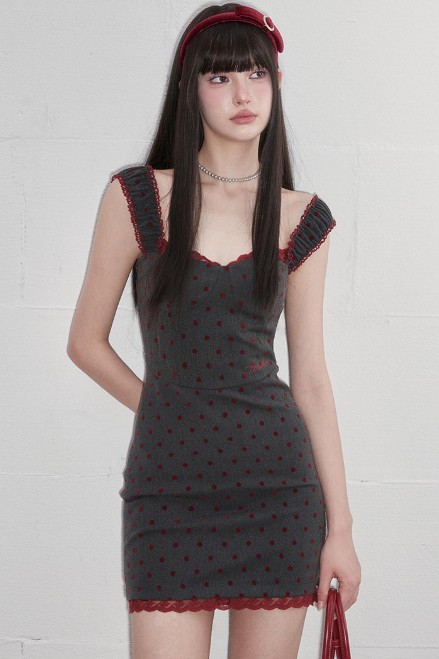 Lace Panel Hollow Halter Dress