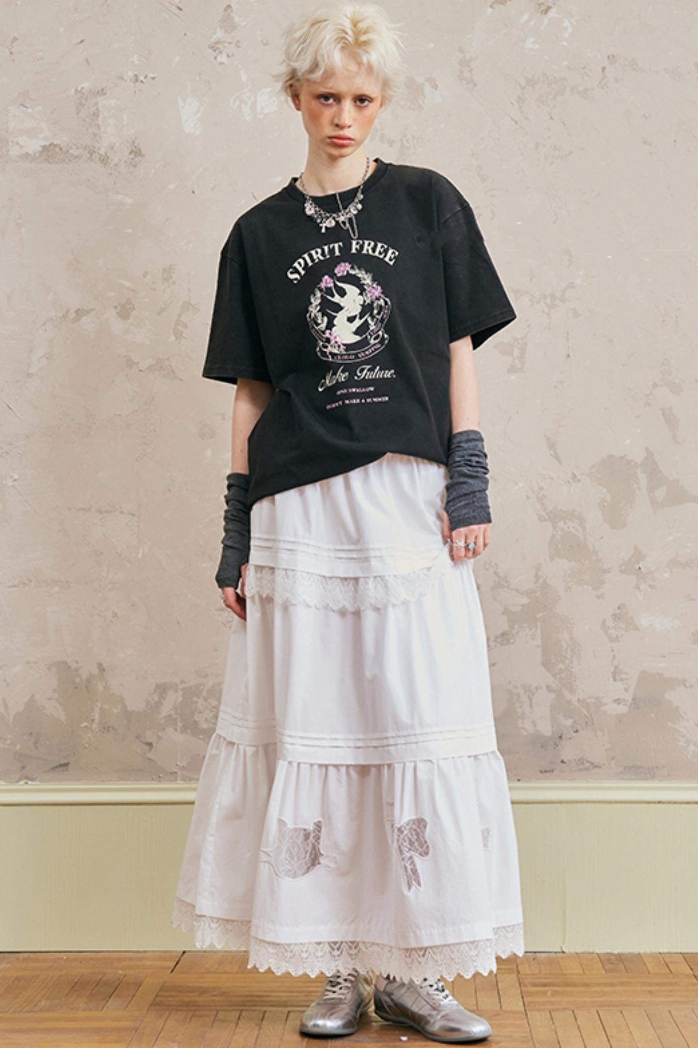 Geometric Lace Maxi Skirt