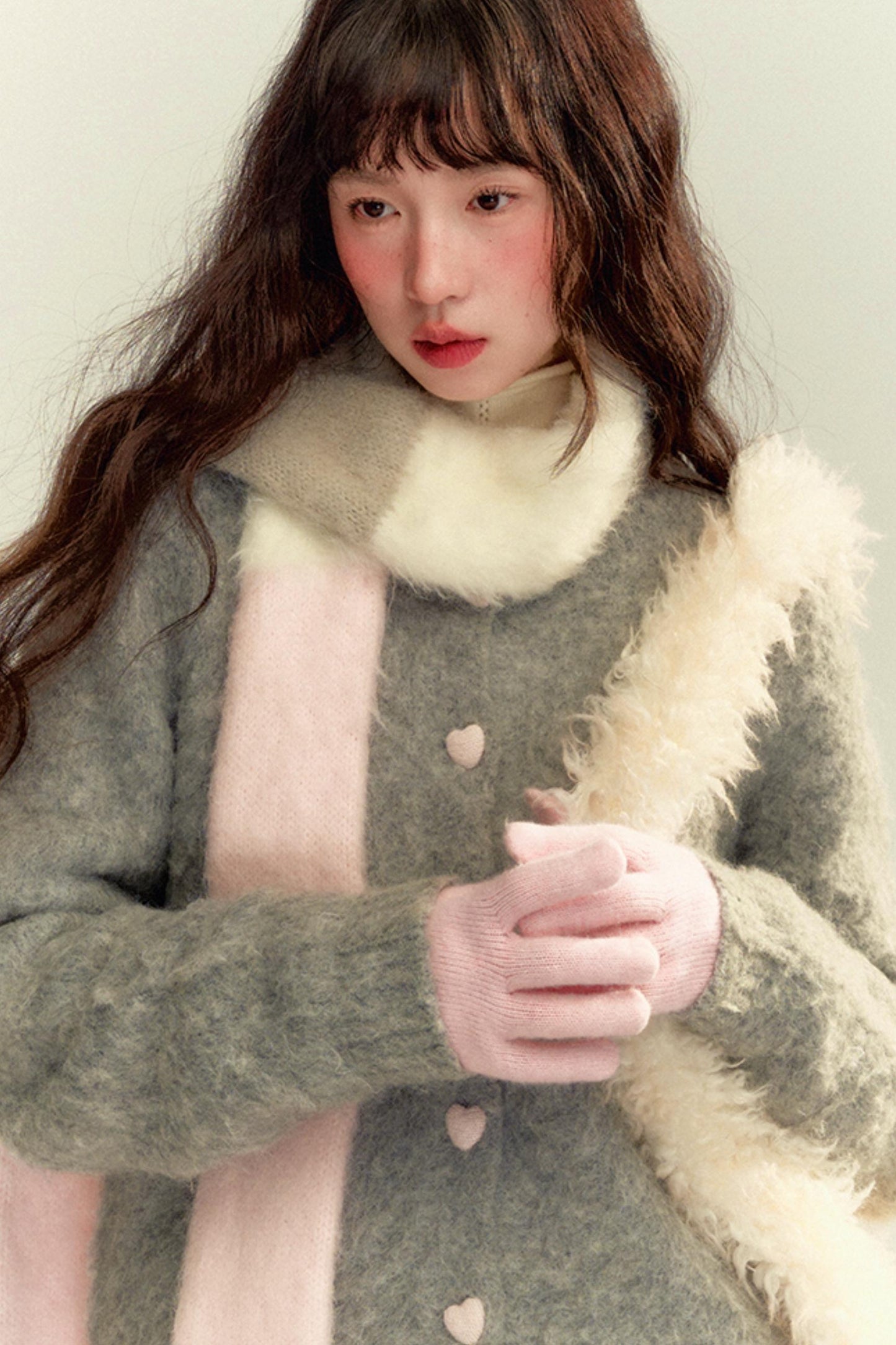 Grey Contrast Knit Cardigan