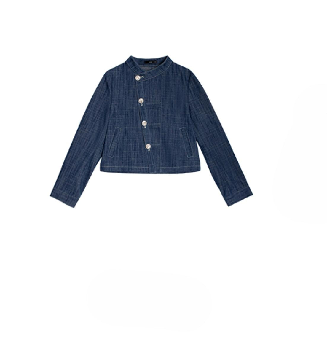 Misty Moon Blue Plaid Denim Jacket