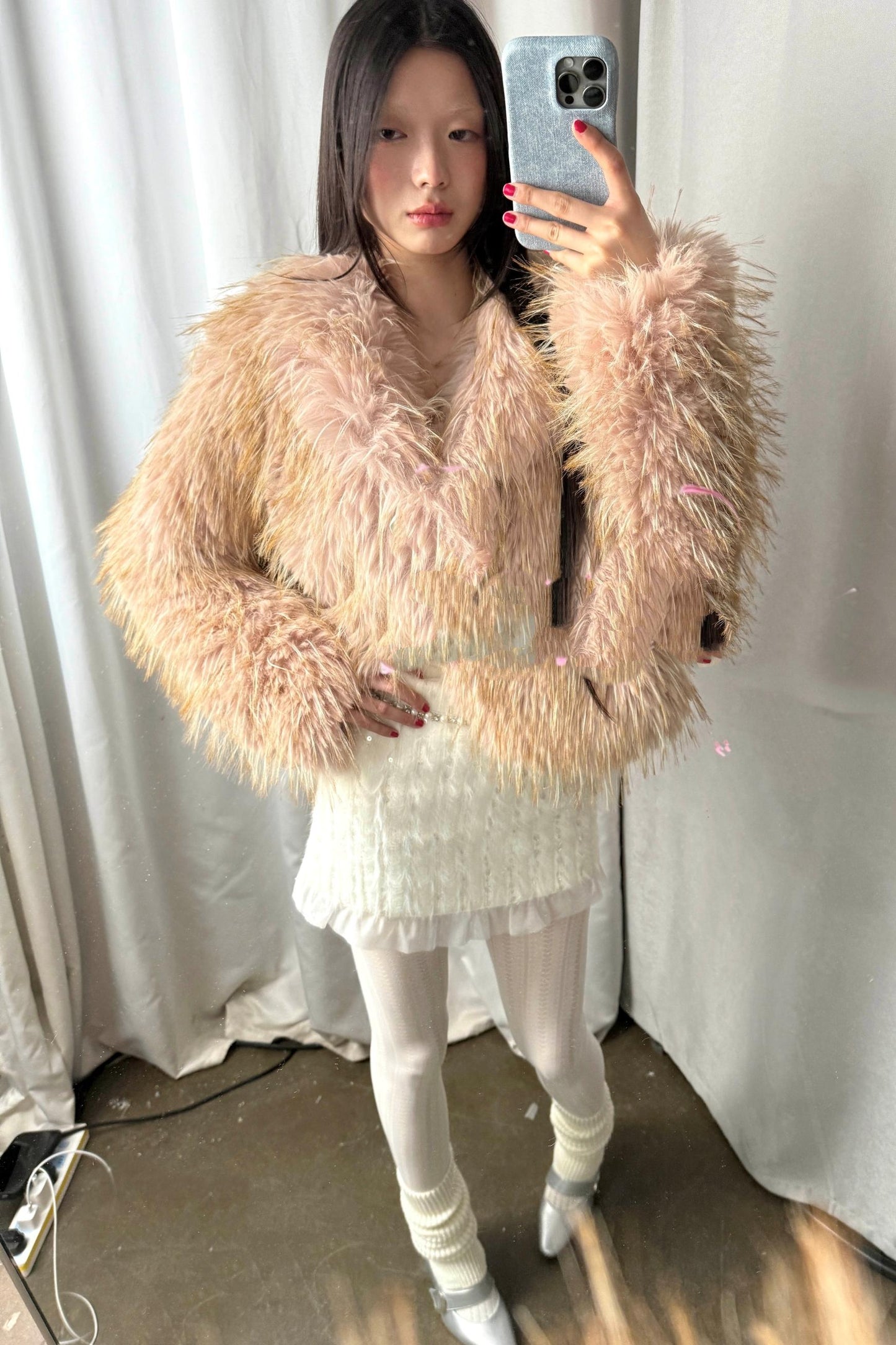 Soft Pink Rose Fur Coat
