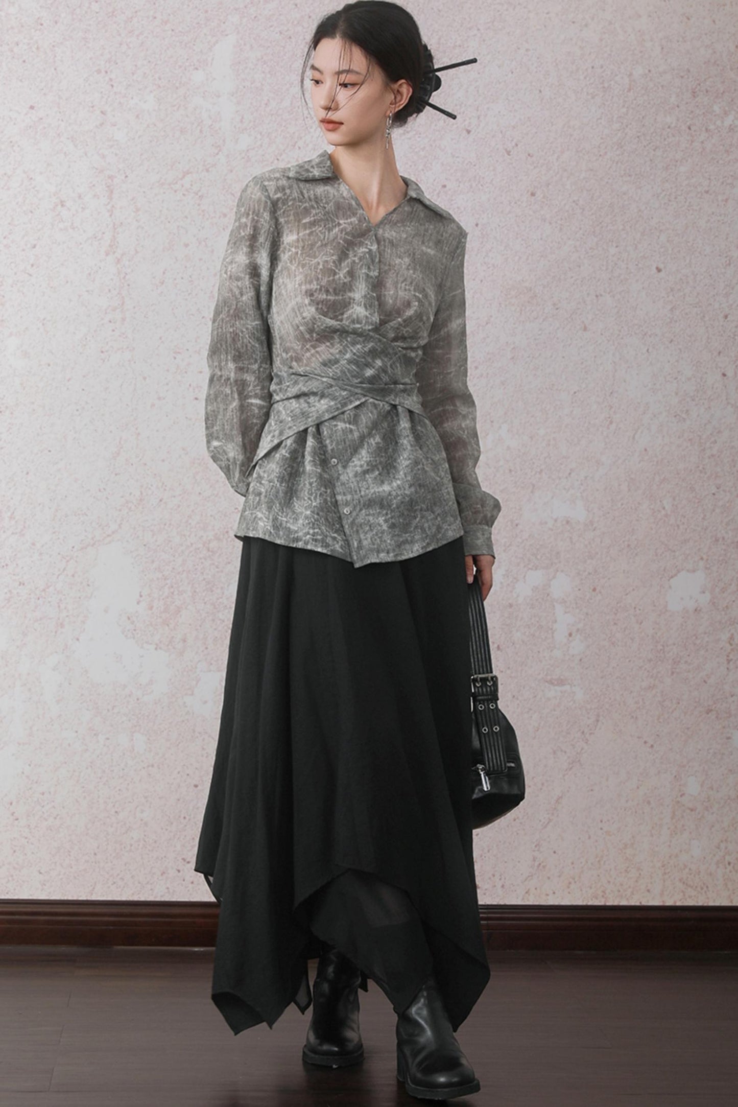 Autumn Double Hem Brown A-Line Skirt