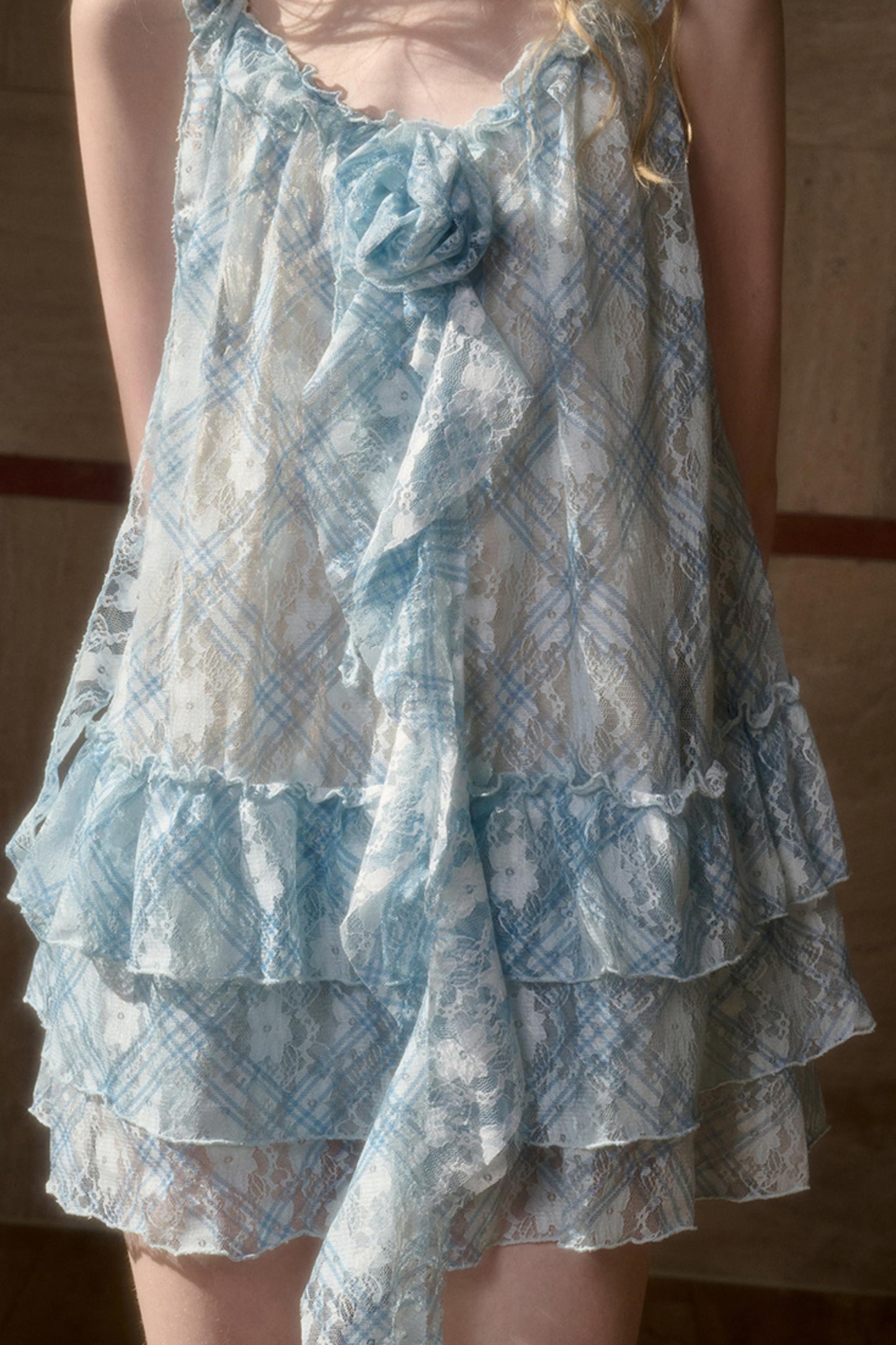 Floral Lace Halter Babydoll Dress