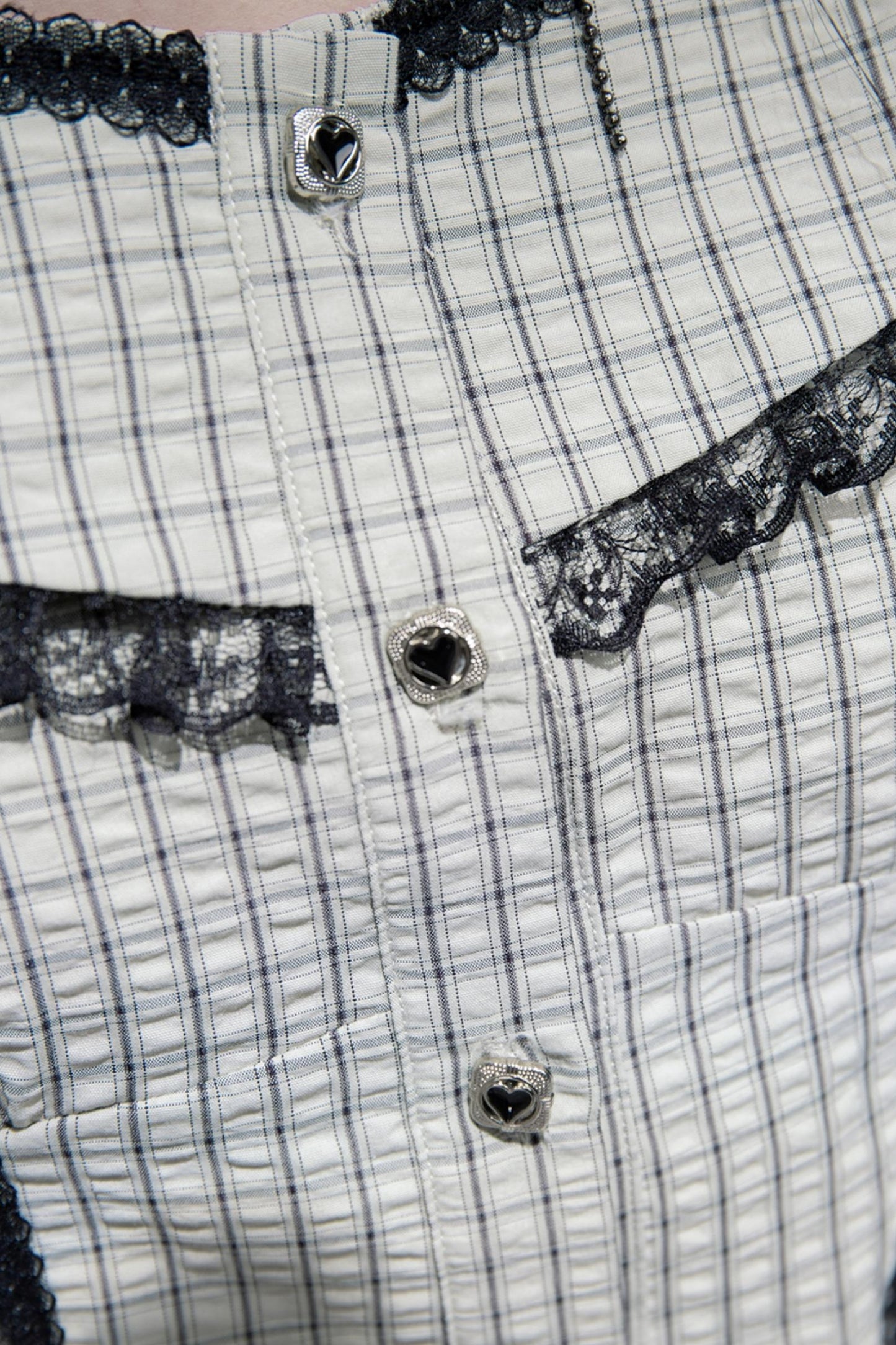 Waisted Green Check Lace Vest