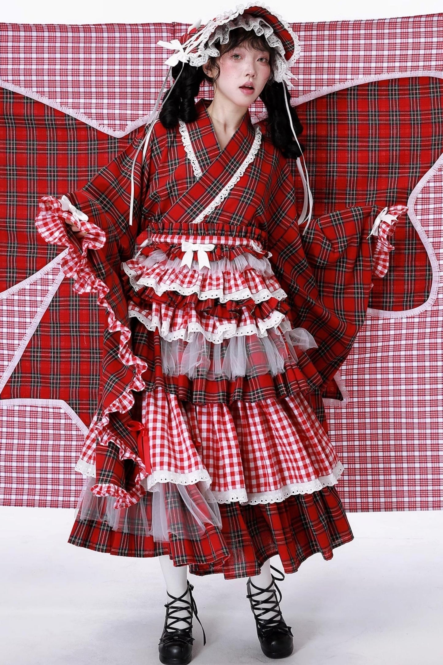 Japanese Lolita Plaid Wrap Skirt