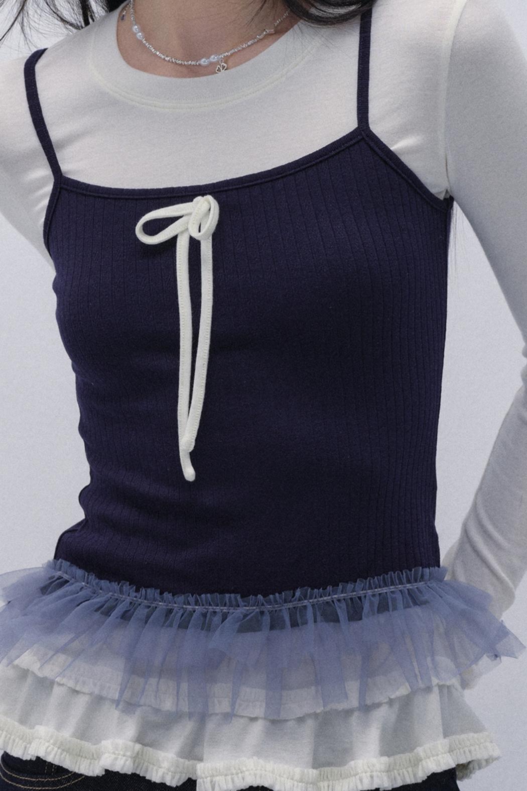 Fragile Two-Piece Bow Shirt Set-Up