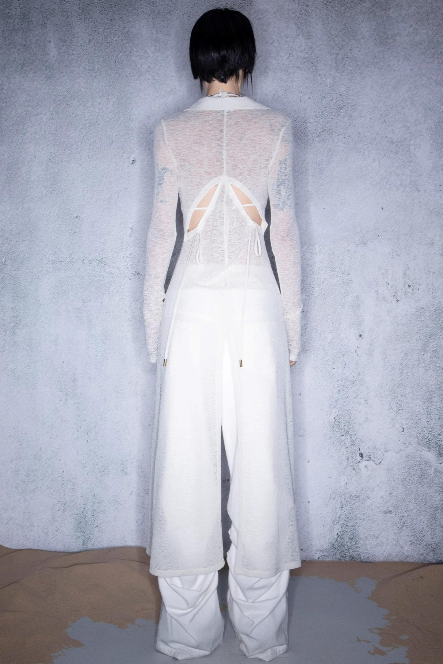 Lace-Up Knit Cardigan