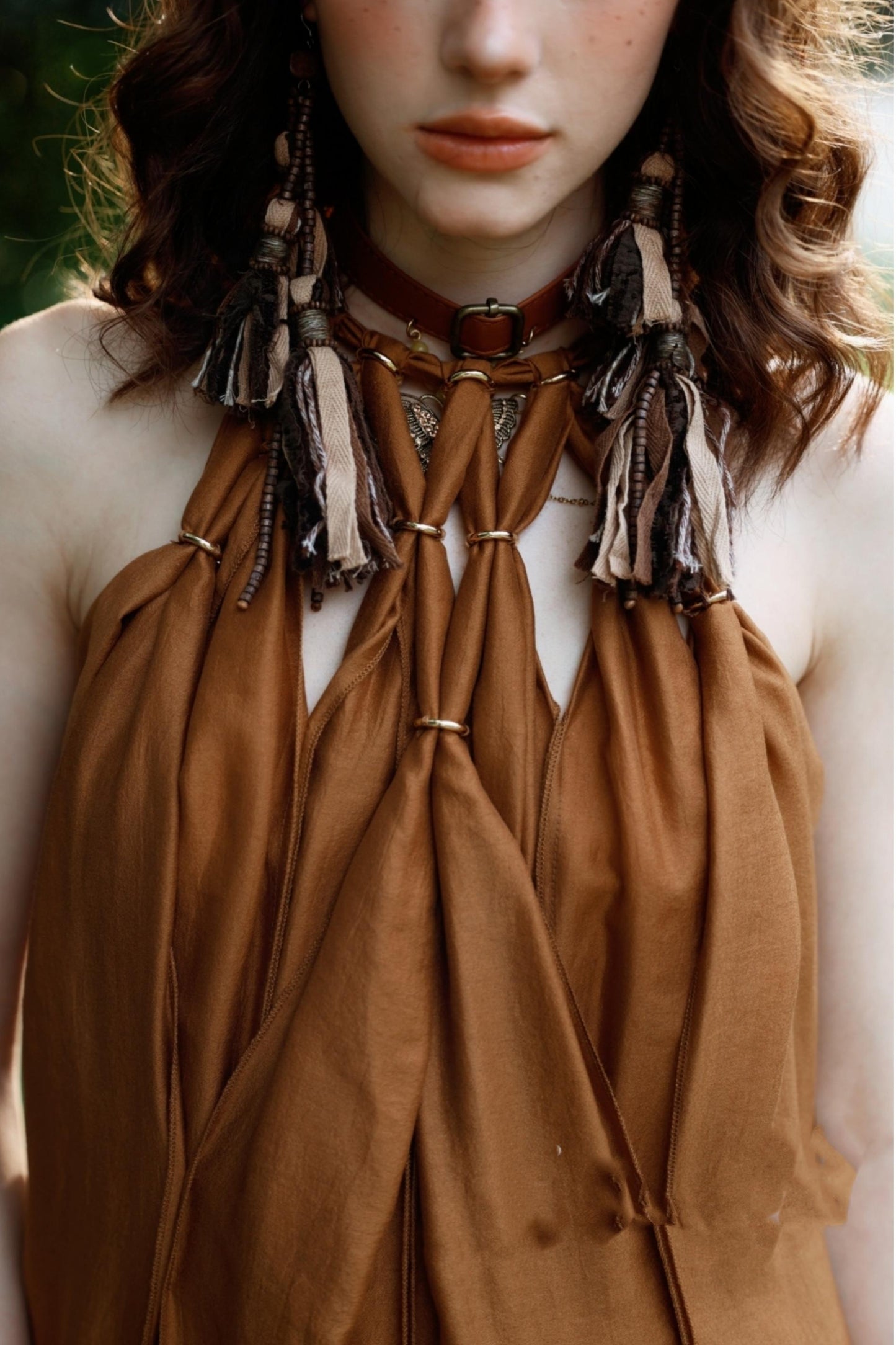 Wandering Caramel Halterneck Dress