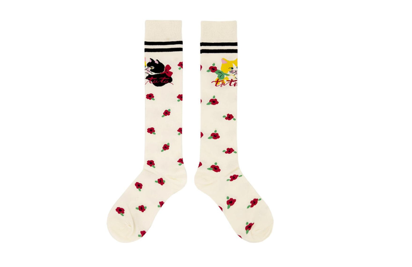 Weiße Baumwollsocken mit Blumenmuster
