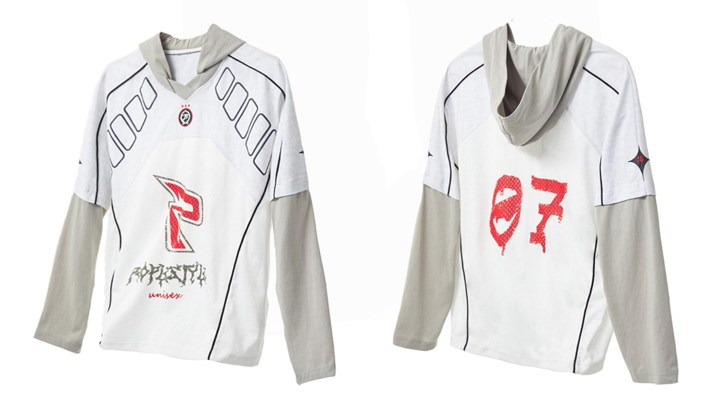 Schnell trocknendes Patchwork Kapuzenjersey-T-Shirt